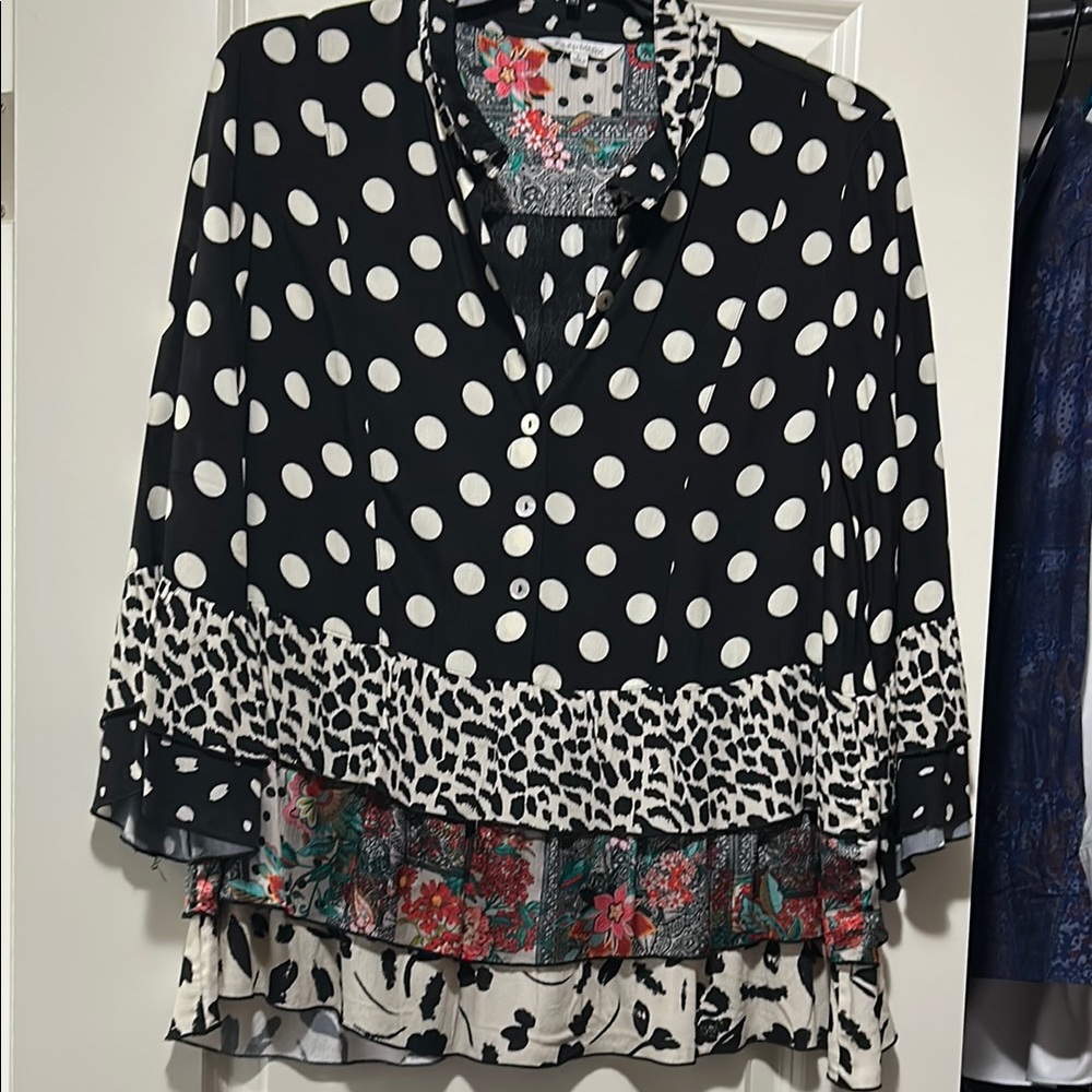 Polka Dot and Floral Women's Top